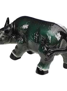 陶瓷青牛风水摆件中式雕塑