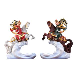 戴玉堂陶瓷摆件《报马将军像一对》黄小跑黄小乐上将军骑马将军