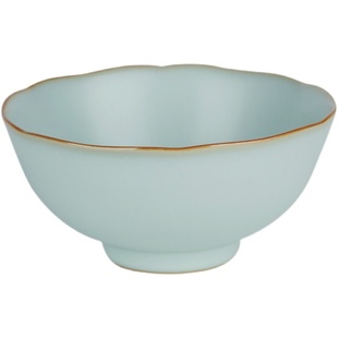 不开片汝窑汤碗餐具套装家用景德镇陶瓷仿古汝瓷高颜值青瓷礼盒装