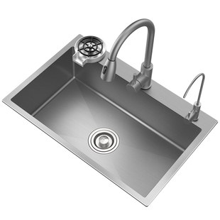 迪赛斯优质不锈钢水槽单槽家用厨房手工洗菜盆加厚大号台下洗碗池