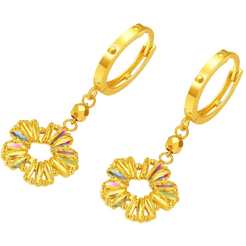 六桂福珠宝18K18k金四叶草耳坠