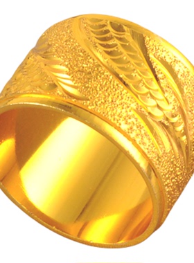 送男友送老公时尚潮男戒指宽大版龙戒镀24K金色仿真黄金男士指环