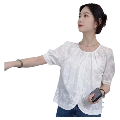 圆领简约休闲感衬衫女2026年夏装