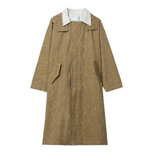 it'real瑞尔复古风衣外套春季新款中长款宽松休闲连帽大衣