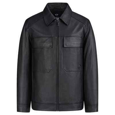 Navigare老钱风翻领真皮皮衣