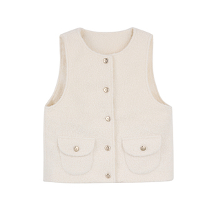 FF BLUE 雪宝宝 15羊毛圈圈背心马甲连衣裙半身裙贵气千金感套装