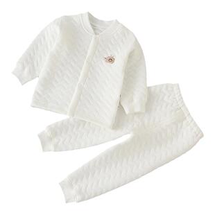 8个月宝宝冬装婴儿内穿保暖衣套装分体衣服9秋冬夹棉打底衣春装六