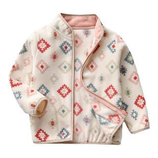 春季新款男女童宝宝摇粒绒外套碎花清新薄款抓绒可爱休闲保暖夹克