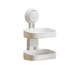 太力吸盘肥皂盒壁挂式免打孔家用卫生间沥水置物架双层香皂收纳盒