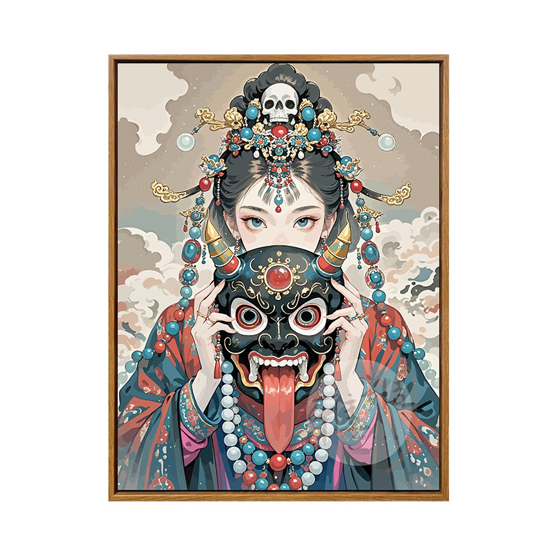 唐卡面具女孩DIY手绘数字油画