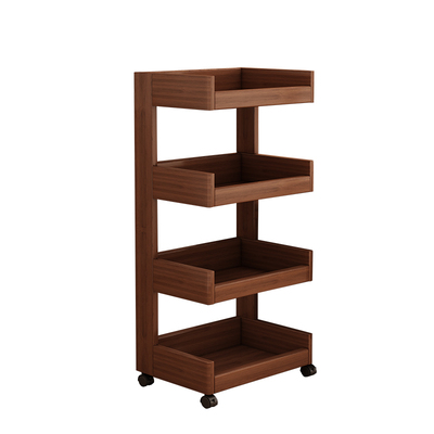 全实木可移动小推车置物架