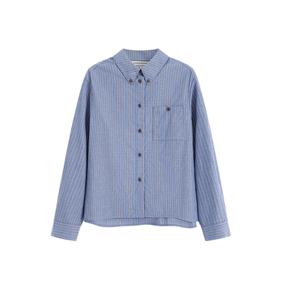 休闲刺绣翻领全棉衬衫