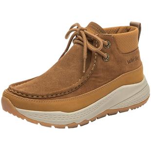 Walker Shop高帮鞋女鞋2025冬季新品时尚休闲皮鞋百搭舒适保暖鞋