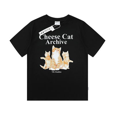 [REコンテナ]韩系可爱橘猫Cheese Cat字母印花短袖T恤夏季100%棉