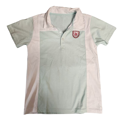 校服上衣短袖粉色浅蓝灰色裤子夏