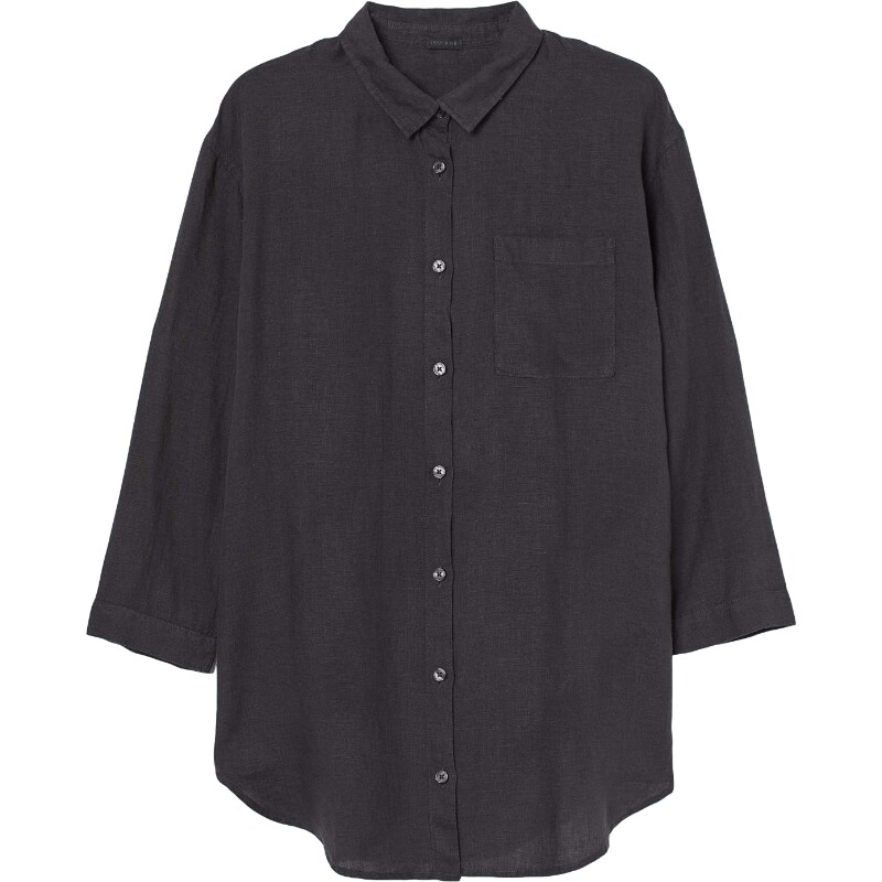 hm女士家居服秋季新品烟灰亚麻