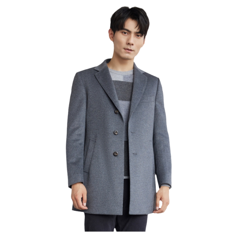依文西服中长款羊毛大衣