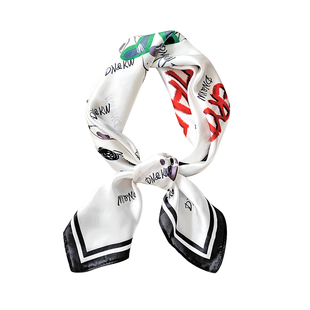神仙藤井树同款字母小狗包头头巾2025美式y2k潮流小方巾系脖丝巾