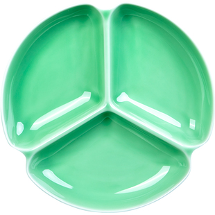 餐盘分格盘家用大人龙泉日式陶瓷分隔盘子青瓷餐具创意个性零食盘