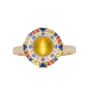 【扶光1】金绿猫眼戒指女猫眼戒指黄金猫眼石戒指18K金珠宝首饰D4