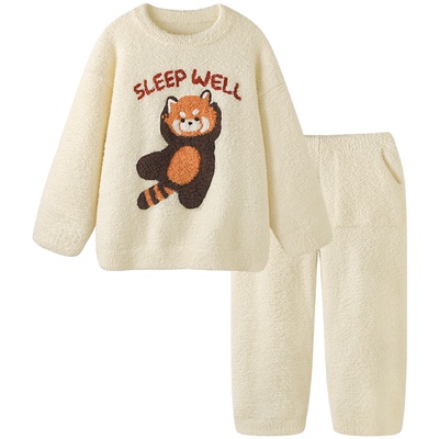 半边绒睡衣女冬季可爱加厚家居服