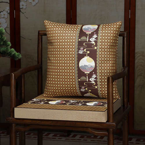 中式红木沙发垫夏天藤席椅垫夏季凉席坐垫实木椅子海绵垫子可拆洗