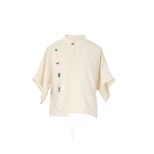 【清平乐】Magyann设计师款原创素雅新中式不对称开口短袖上衣女