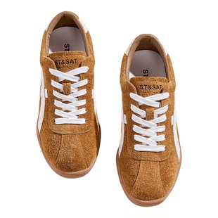 星期六复古内增高德训鞋女款百搭休闲鞋子隐形厚底板鞋轻便阿甘鞋