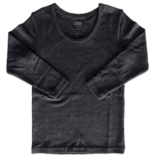 香港鸡仔唛日本远红外纤维自发热色拉姆儿童保暖长袖内衣圆领上衣