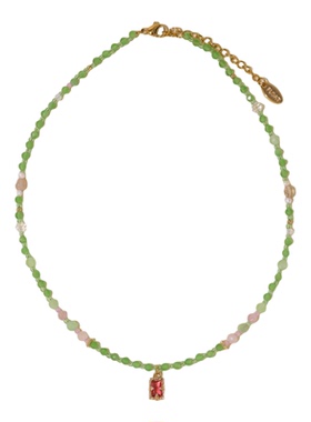 浮漾法式复古粉绿串珠项链