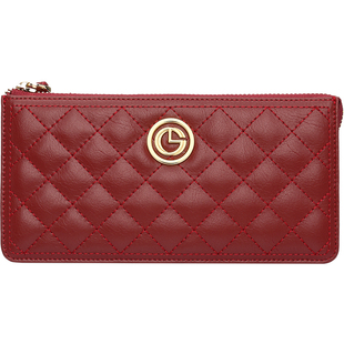 金利来2026新款真皮钱包长款女士简约时尚大容量牛皮菱格手拿包潮