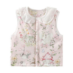 宝宝春秋冬A类森系夹棉马甲男女宝护心坎肩60g棉家居外出夹棉马甲