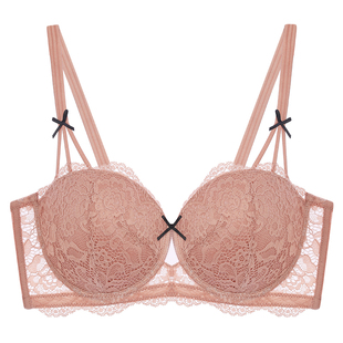 EMMAROSE薄款蕾丝性感大码内衣胖mm大胸显小聚拢收副乳防下垂文胸