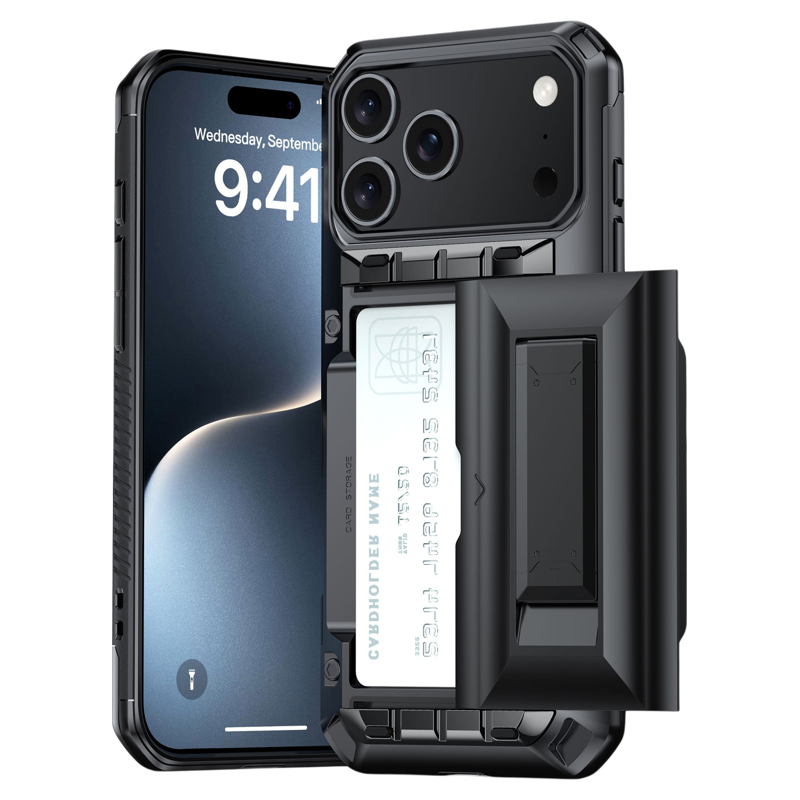 日韩个性手机壳适用iphone14pro苹果17air高档商务放卡八达通15plus潮流折叠支架防摔防滑插卡16promax保护套