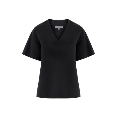 MARYLING黑色镂空系带短袖上衣