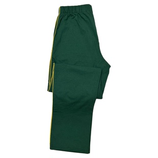 墨绿色校服裤子黄色细边条长裤男女高初中小学生舒适直筒运动长裤