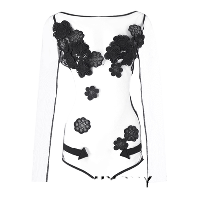 黑玫瑰俏云曦裸背紧身连体衣