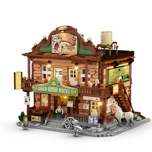 Lumibricks灯搭西部系列西部客栈积木拼装牛仔建筑酒店旅馆街景