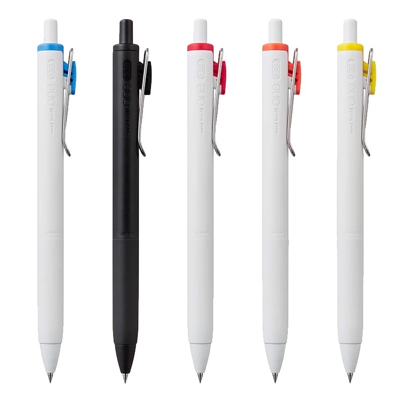 日本uni三菱铅笔中性笔浓墨黑科技小浓芯uniball one按动式水笔学习用品黑色笔学生速干书写文具