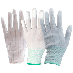 防静电pu尼龙涂指点塑防护手套透气耐磨电子厂车间劳保10双包邮