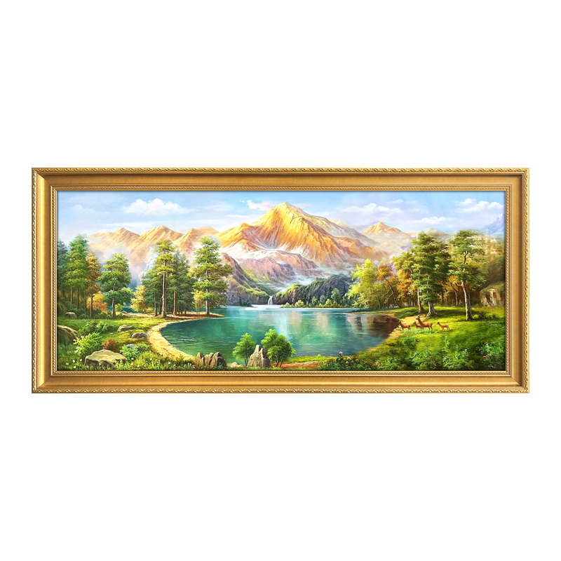 日照金山钻石画满钻2025新款客厅风景5d贴钻画宣绒布钻石绣聚宝盆