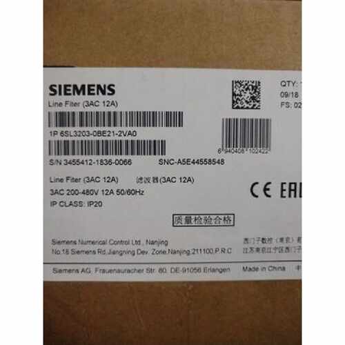 议价6SL3203-0BE21-2VA0西门子V90低惯量伺服电机 C2进线滤波器