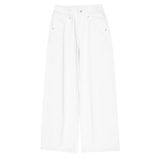 品味高阶 90s老钱艺术系不费力出片低腰白色牛仔裤直筒修身长裤女