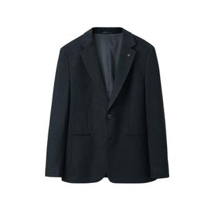 HLA/海澜之家绒感弹力休闲西服25秋冬新时尚胸针商务平驳领外套男