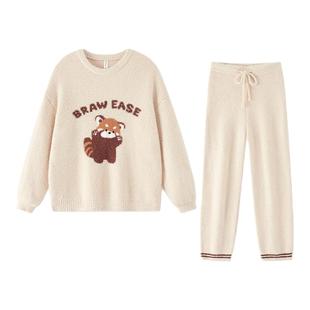 半边绒睡衣女款2026新款冬高级感冬季加厚加绒珊瑚绒家居服秋冬厚