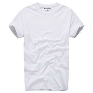 美洲海岸af短袖T恤男夏纯棉休闲宽松半袖圆领透气白色t纯色打底衫