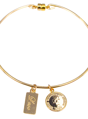 手镯美国进口14k硬币方牌金球