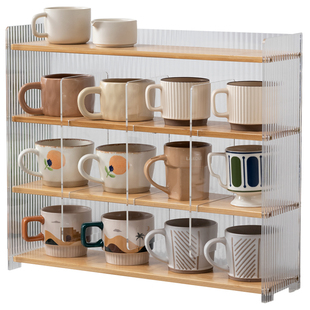 桌面收纳盒杯子收纳架九宫格茶具马克杯展示架吧台咖啡机旁置物架