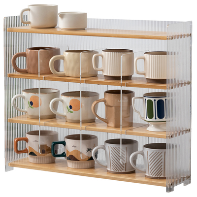 桌面收纳盒杯子收纳架九宫格茶具马克杯展示架吧台咖啡机旁置物架