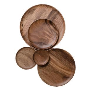 日式相思木托盘圆盘点心盘木碟实木碟子寿司盘圆盘茶盘果盘小吃碟